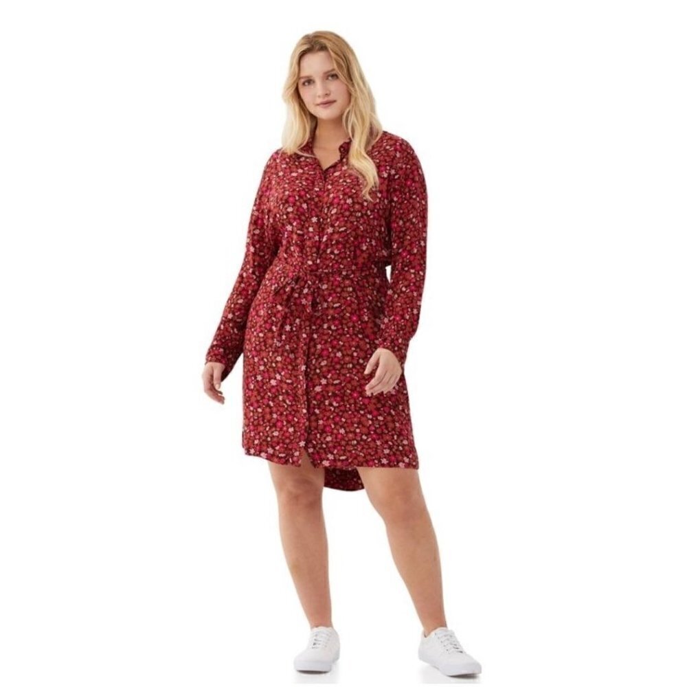 Free Assembly Women's Floral Button-Down Shirt Dress - Small View 5